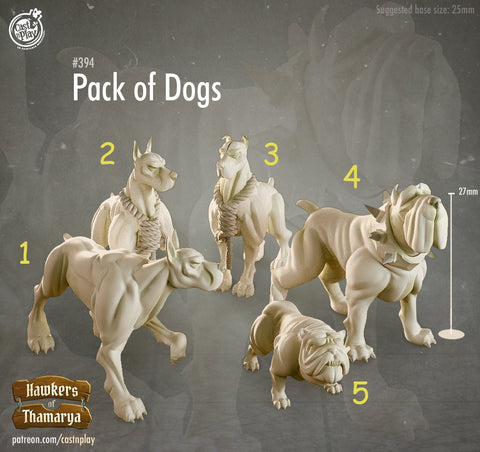 Pack of Dogs | 28mm,32mm, 75mm Scale | Ranger Animal NPC Miniature | Dungeons and Dragons | Pathfinder Miniatures | DnD dog mini |