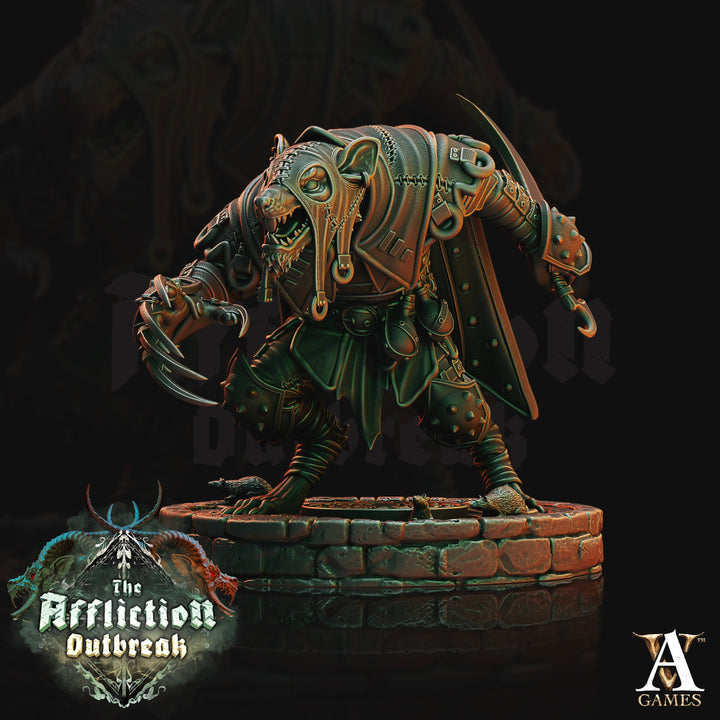 Wererat in Heavy Armor Ratfolk  | Resin Miniature | Dungeons and Dragons | 28mm,32mm,75mm Scales | Pathfinder  | D&amp;D |
