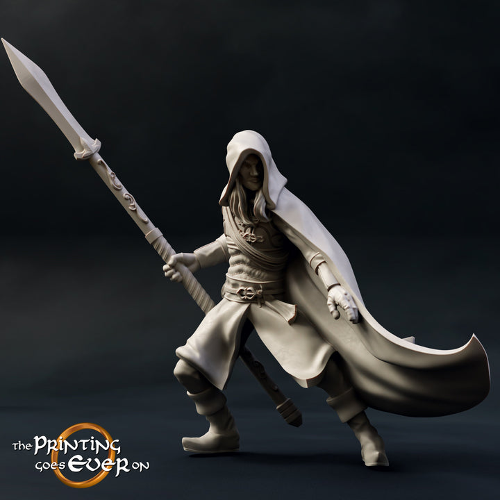 Human Ranger Fighter with Spear | Miniature | 28mm Scale | 32mm Scale | 75mm Scale | Pathfinder Figure | DnD | Ranger Figurine unpainted |