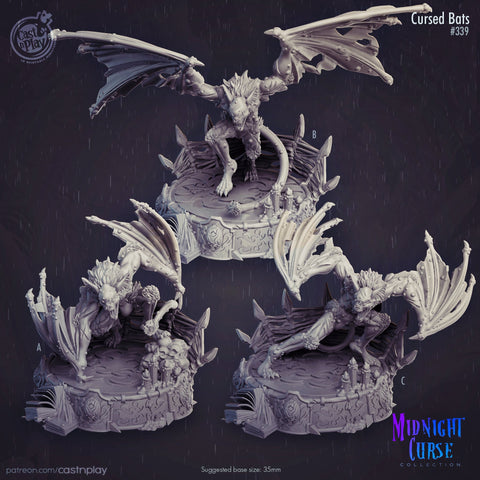 Cursed Bats | 28mm, 32mm Scale | Vampire Animal Monster Miniature | Dungeons and Dragons | Pathfinder Miniatures | Figurine | DnD bat mini |
