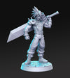 Fighter Claude Classic JRPG | 28mm Scale | 32mm Scale Miniature | 75mm Scale Unpainted resin Figurine D&D Tabletop Fantasy Miniature Gaming