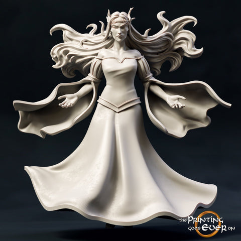 Fey Female Elf Witch  | 28mm Scale | 32mm Scale | 75mm Scale Pathfinder Figure | DnD | Elf miniature Figurine unpainted |