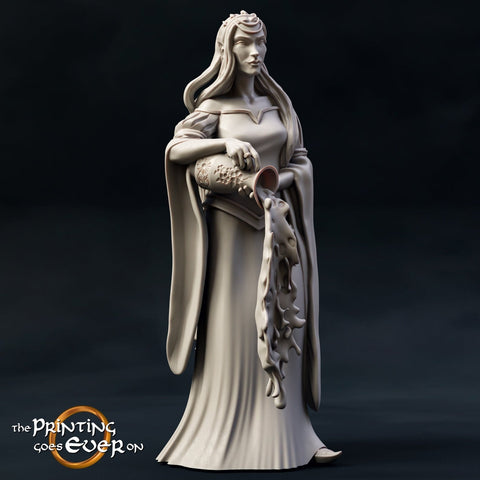 Fey Female Elf Queen  | 28mm Scale | 32mm Scale | 75mm Scale Pathfinder Figure | DnD | Elf miniature Figurine unpainted | 