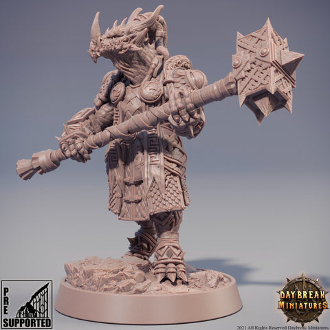 Dragonborn Paladin 2handed Maul model | 28mm, 32mm, 75mm Scale Resin Miniature | Dungeons and Dragons Miniatures | Pathfinder |