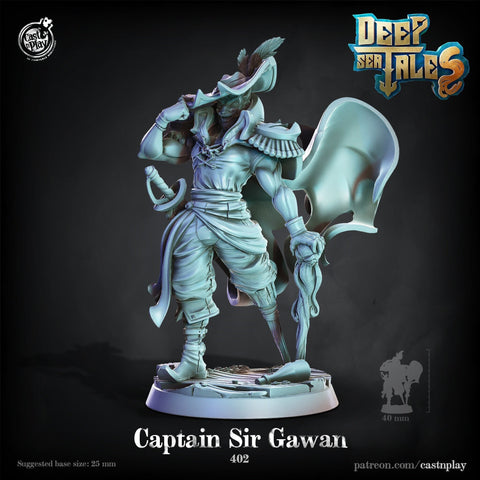 Swashbuckler Fighter Pirate Captain | 28mm, 32mm, 75mm Scale | Dungeons and Dragons 5e Miniatures | Pathfinder | Figurine | DnD Mini | Resin