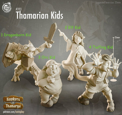 Orphan Kids various Races | 28mm,32mm, 75mm Scale | NPC Miniature | Dungeons and Dragons | Pathfinder Miniatures | DnD NPC mini |