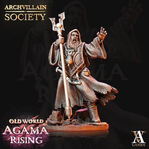 Human Male Wizard Miniature | 28mm, 32mm, 75mm Scales | Dungeons and Dragons | Pathfinder | Battle Wizard