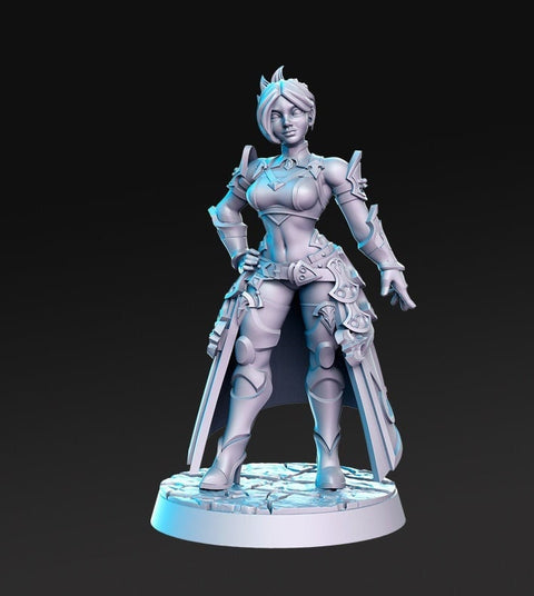 Pinup Female Swashbuckler Fighter | 28mm, 32mm and 75mm Scale Miniature | | Sexy Female unpainted resin Figurine mini -D&D
