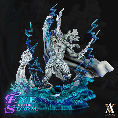Storm Giant  King Water base and full effects| 165mm Tall -100mm Base | 3d printed |  Storm King's Thunder miniature| Dungeons and Dragons |