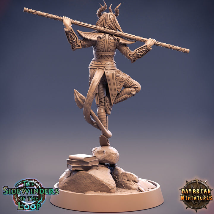 Female Tiefling Monk | 28mm, 32mm, 75mm Scale Resin Miniature | Dungeons and Dragons | Pathfinder |