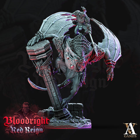 Dire Bat Vampire monstrosity with Rider | 28mm and 32mm Scale (100mm/115mm high) | Undead Dungeons and Dragons 5e Miniatures | Pathfinder |