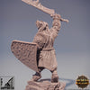 Dragonborn Fighter FlamingSword & Shield | 28mm, 32mm, 75mm Scale Resin Miniature | Dungeons and Dragons | Pathfinder |