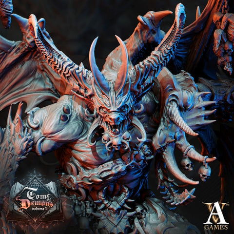 Demon Lord with Flaming Sword and Whip 120mm| Amazing details | 3d printed | Out of the Abyss | Demon | Dungeons and Dragons |