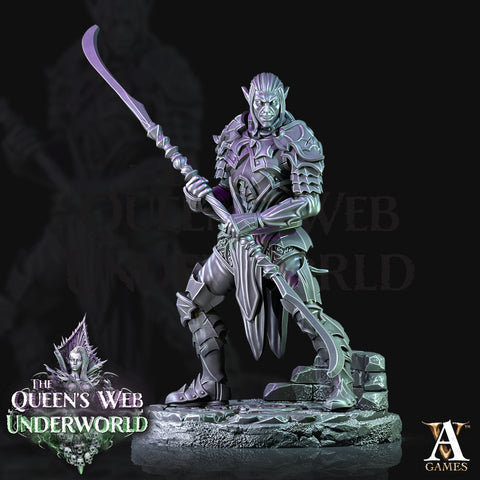 Dark Elf Drow Fighter | 28mm, 32mm, 75mm | DnD 5e Miniature | Dungeons and Dragons | Baenere | Melee-Magthere Menzoberranzan