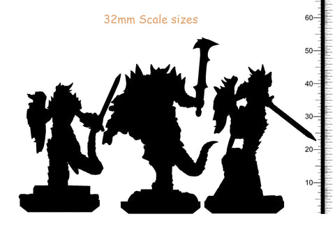 Dragonborn Fighters Knights Male and Female options| 28mm, 32mm, 75mm Scale Resin Miniature | Dungeons and Dragons |Pathfinder |Clay Cyanide