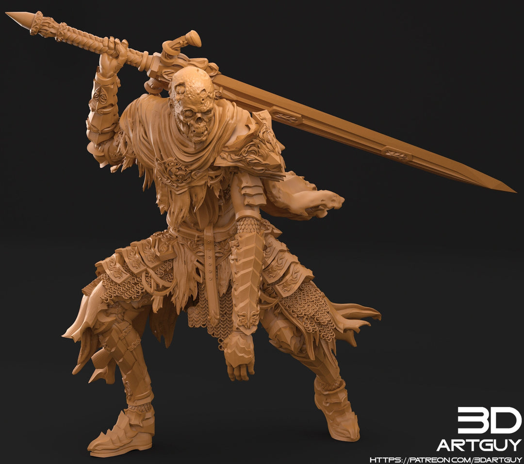 Death Knight | Skeleton Knight | Undead Zombie Knight Miniature | 28mm, 32mm Scales also 50mm and 100mm| Dungeons and Dragons | Pathfinder |