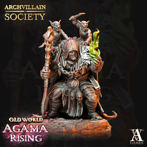 Half-Orc Male Warlock Miniature | 28mm, 32mm, 75mm Scales | Dungeons and Dragons | Pathfinder Orc |