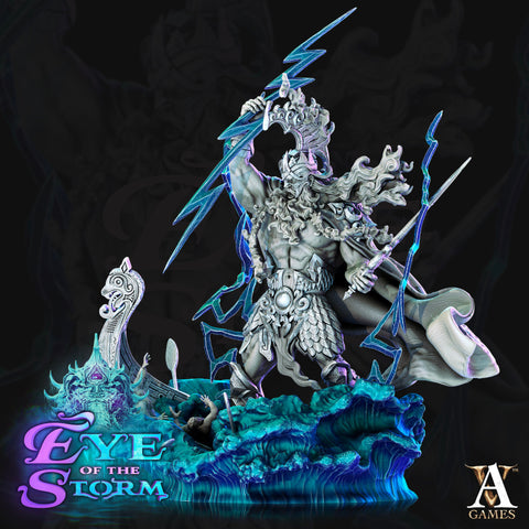 Storm Giant  King Water base and full effects| 165mm Tall -100mm Base | 3d printed |  Storm King's Thunder miniature| Dungeons and Dragons |