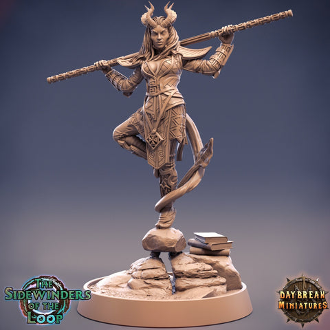 Female Tiefling Monk | 28mm, 32mm, 75mm Scale Resin Miniature | Dungeons and Dragons | Pathfinder |