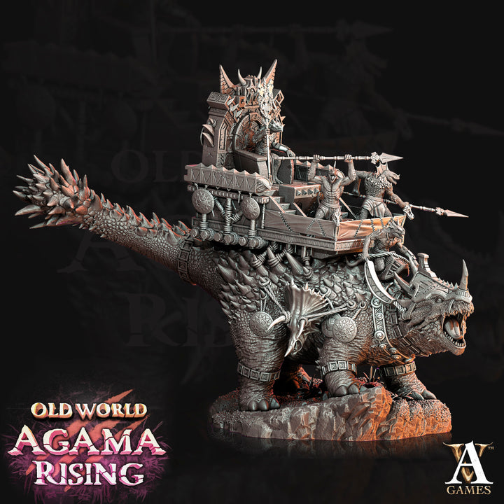 Titanoceratus Lizardmen Lizard Folk Warband 175mm Tall | 75mm Intricate decorative Base | Resin 3d printed | Dungeons and Dragons |