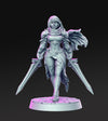 Pinup Female Fighter two weapon style | 28mm Scale | 32mm Scale Miniature | 75mm Scale | Sexy Female unpainted resin Figurine mini -D&D