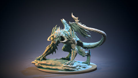 Behemoth Demonic Dragon Miniature | 100mm tall | 28mm/32mm scale |  | Dungeons and Dragons | Clay Cyanide |