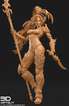Elf Pinup Female Fighter Polearm master Gladiator PC or NPC | 28mm, 32mm Scales also 50mm and 100mm | Dungeons and Dragons | Pathfinder |