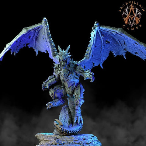 Ancient Gargantuan Dragon with Armor Rider Option | 90mm base. 150mm tall, Wingspan 260mm | Dragon Queen | Dungeons and Dragons |