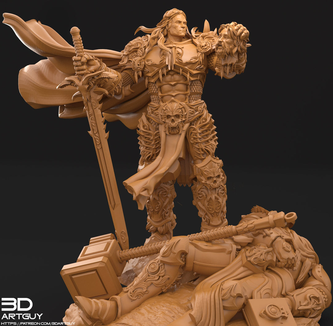Paladin King Killer - Chaos Knight | Diorama Base Unpainted Miniature | 28mm, 32mm Scales also 50mm | Dungeons and Dragons | Pathfinder |