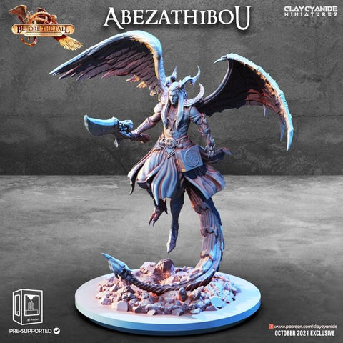 Abezathibou Fallen Angel | 28mm, 32 mm, 75mm Scale |  Resin Miniature | Dungeons and Dragons | Pathfinder | D&D 5e | Clay Cyanide