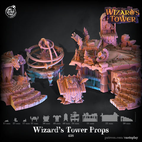 Wizard's Tower Props Full 11 piece Set |Solid Resin 28mm, 32mm| Dungeons and Dragons 5e Miniature | Pathfinder | RPG Tabletop Terrain | DnD|