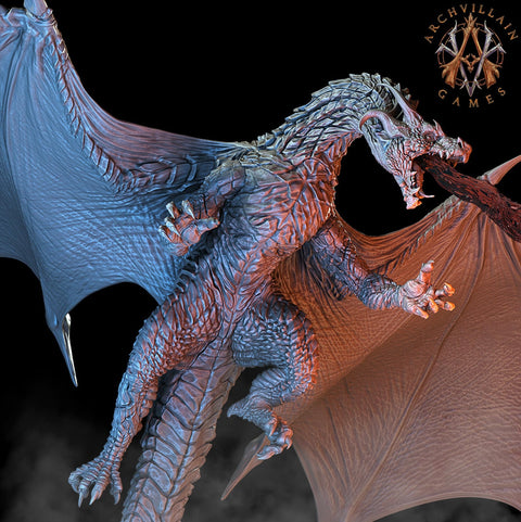 Ancient Fire Breathing Gargantuan Dragon | 28mm/32mm Scale, 75mm base | Dragon Figurine | Dungeons and Dragons | Hoard of the Dragon Queen |