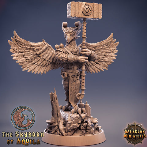 Aarakocra Cleric Paladin Fighter | 28mm, 32mm, 75mm Scale Resin Miniature | Dungeons and Dragons | Daybreak  Miniatures