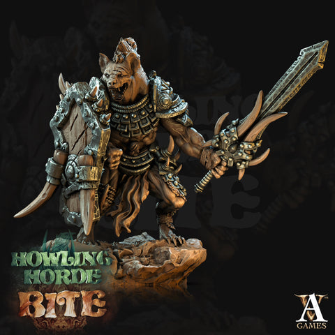 Gnoll  with Broadsword and Shield | Resin Miniature | Dungeons and Dragons | 28mm,32mm,75mm Scales | Pathfinder hyena humanoid | D&D 5e |