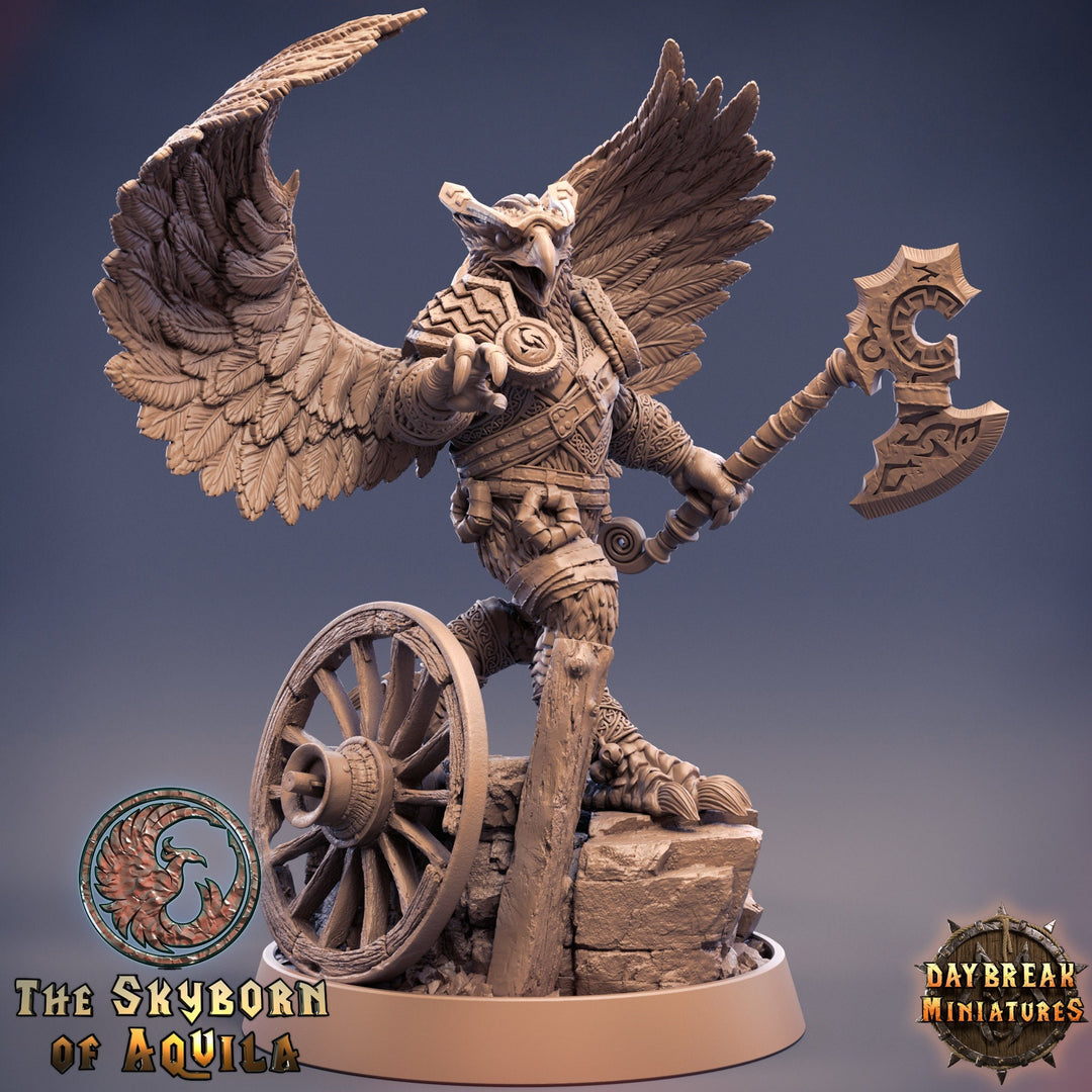 Aarakocra Fighter Ranger Barbarian | 28mm, 32mm, 75mm Scale Resin Miniature | Dungeons and Dragons | Daybreak  Miniatures