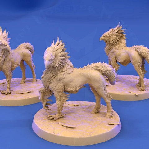 Hippogriff NO Wings Dungeons and Dragons Miniature  Available: 28mm, 32mm 75mm Scale |- Minis - D&D 5e Desert | Mini Monster Mayhem