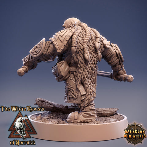 Dwarf Fighter 2 Hand Axes Miniature | Dungeons and Dragons | 28mm,32mm,75mm Scales | Pathfinder Mini for Painting | Daybreak Miniatures