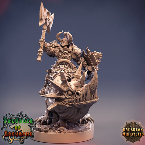 Oathbreaker Paladin Chaos Knight mounted on Horned wolf  | Dungeons and Dragons 5e  | 28mm Scale | 32mm Scale | 75mm Scale | Pathfinder |