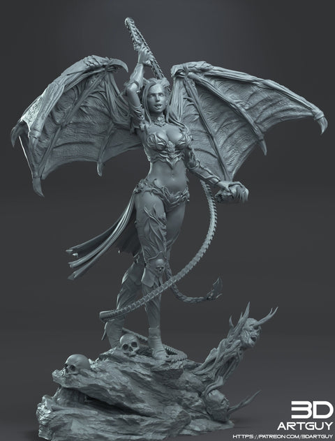 Succubus Female Demon Pinup Optional Terrain Base | Available : 50mm, 70mm, 100mm tall | Dungeons and Dragons | Pathfinder |