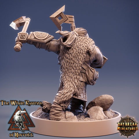 Dwarf Fighter Axes | Dungeons and Dragons | 28mm,32mm,75mm Scales | Pathfinder Mini for Painting | Daybreak Miniatures