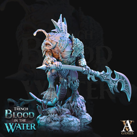 Sahuagin Great Axe | Resin Miniature | Dungeons and Dragons | 28mm,32mm,75mm Scales | Pathfinder Sea Devil humanoid | D&D 5e |