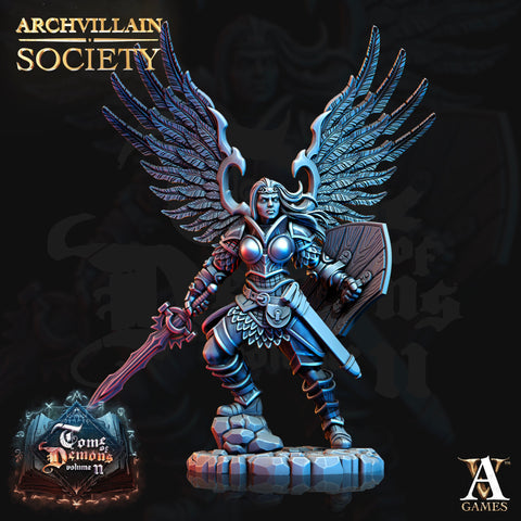 Female Angel Celestial Paladin of Vengeance | 28mm, 32mm, 75mm Scales | Dungeons and Dragons 5e | Pathfinder | Archvillain Games