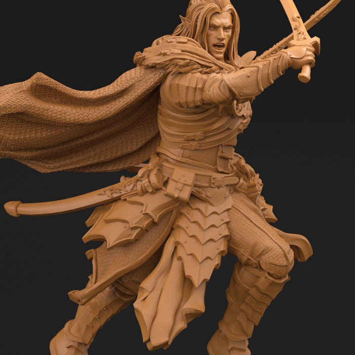 Famous Dark Elf Ranger and Magical Panther  | 28mm, 32mm Scales also 50mm and 100mm| Dungeons and Dragons| Pathfinder |3dArtGuy