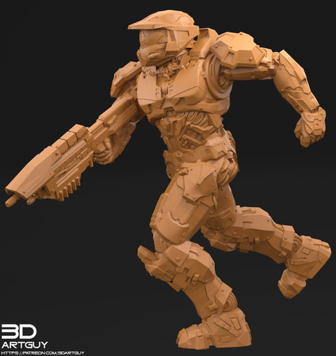Space Spartan miniature Running pose | 28mm, 32mm Scales also 50mm and 100mm | Sci-Fi Video Games miniatures | Fan Art | 3Dartguy|