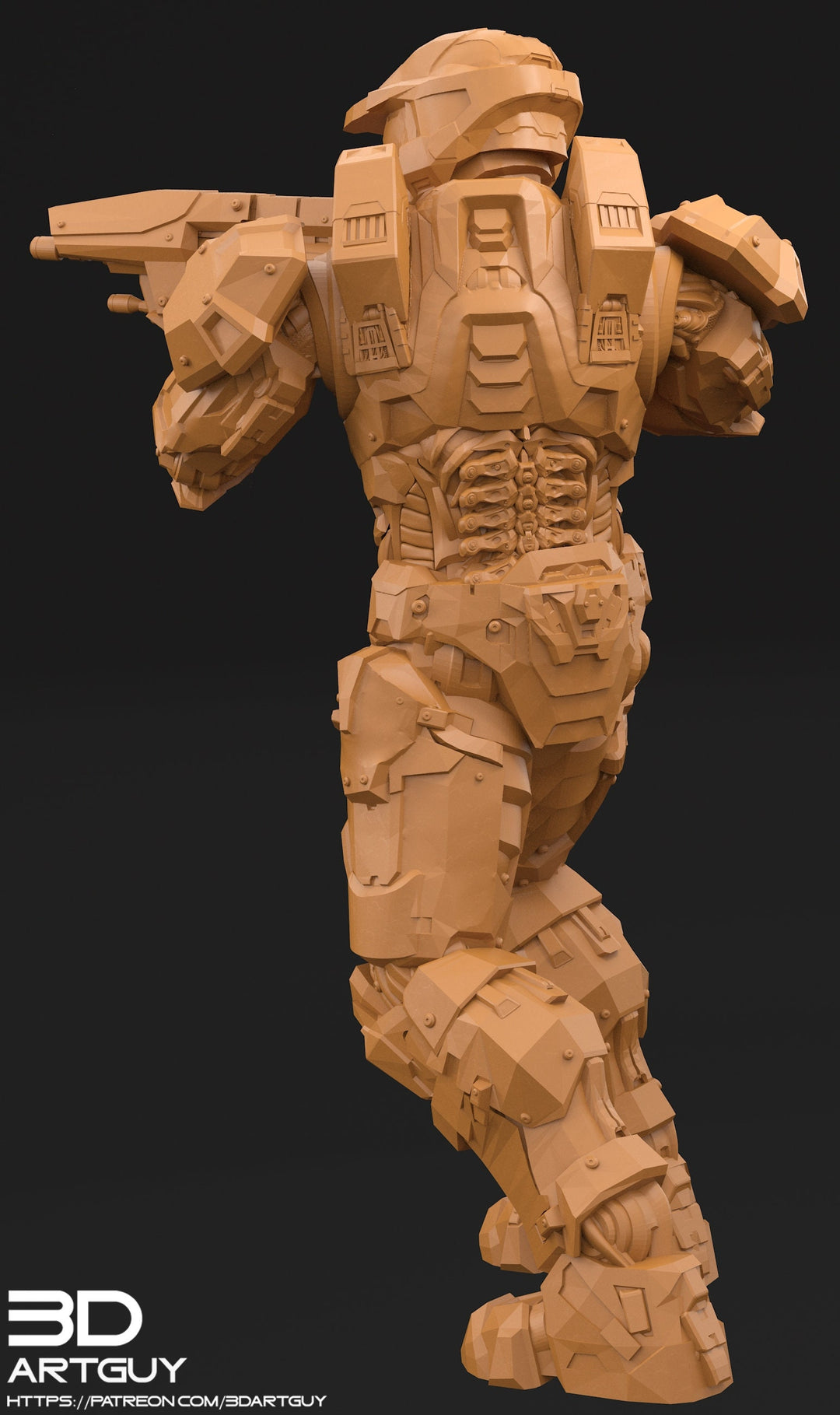 Space Spartan miniature with Rifle | 28mm, 32mm Scales also 50mm and 100mm | Sci-Fi Video Games miniatures | Fan Art | 3Dartguy|