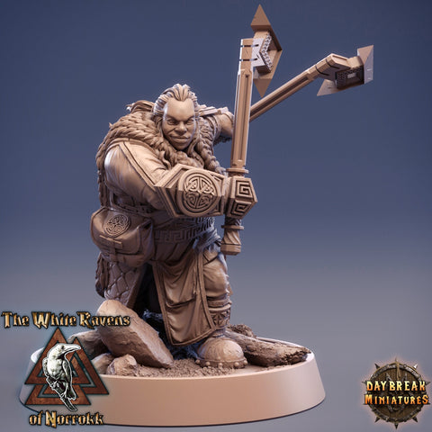 Dwarf Fighter Axes | Dungeons and Dragons | 28mm,32mm,75mm Scales | Pathfinder Mini for Painting | Daybreak Miniatures