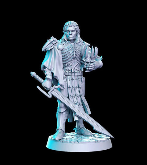 Elven Deathknight Fighter | 28mm,32mm,75mm Scale | Dungeons and Dragons Unpainted Resin Figurine mini - D&D 5e | RN Estudio