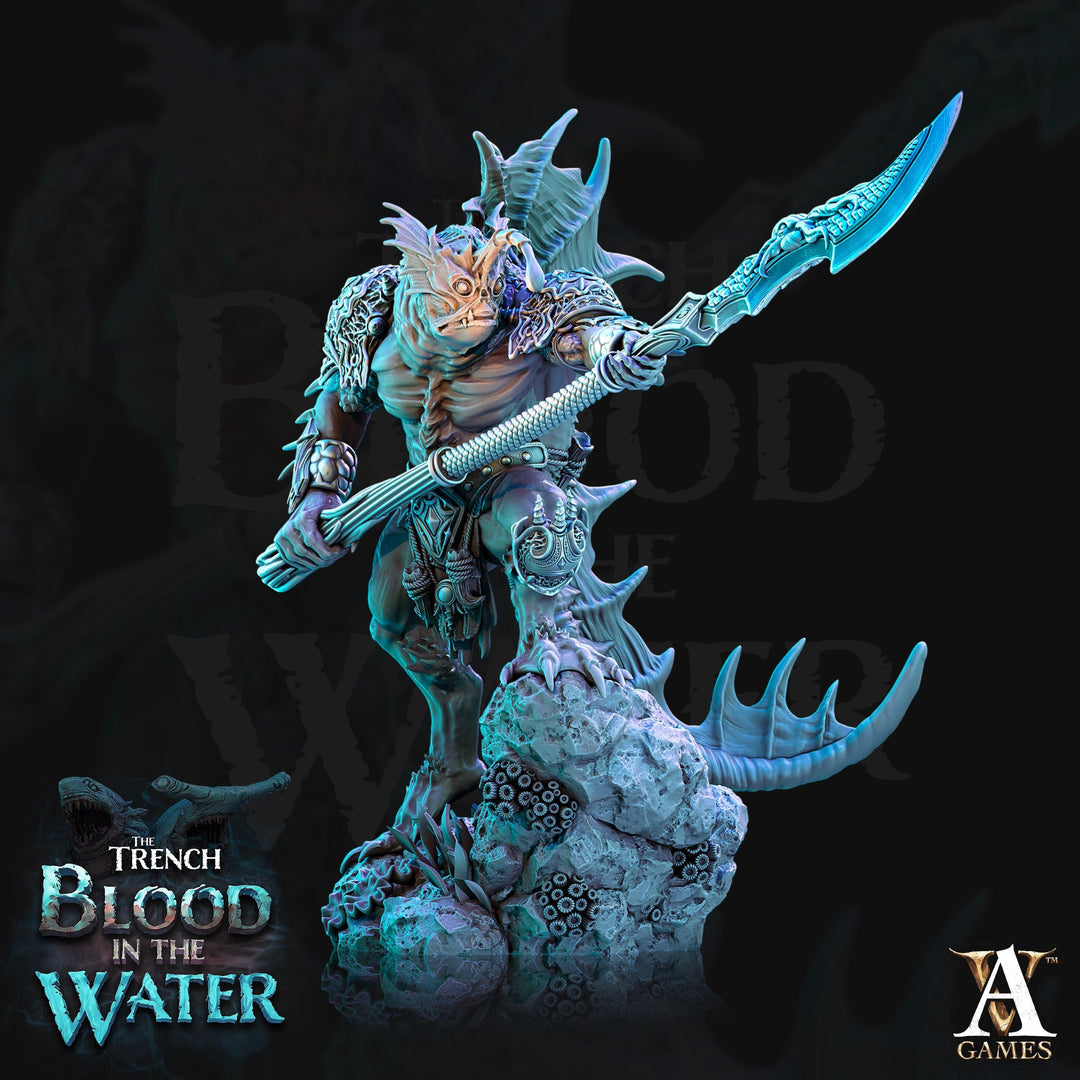 Sahuagin Spear | Resin Miniature | Dungeons and Dragons | 28mm,32mm,75mm Scales | Pathfinder Sea Devil humanoid | D&D 5e |