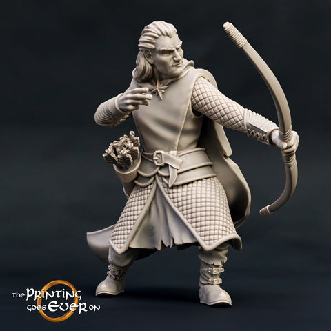 Human Ranger Fighter with Bow and Arrows | Miniature | 28mm Scale | 32mm Scale | Pathfinder Figure | DnD | Human Ranger Figurine unpainted |