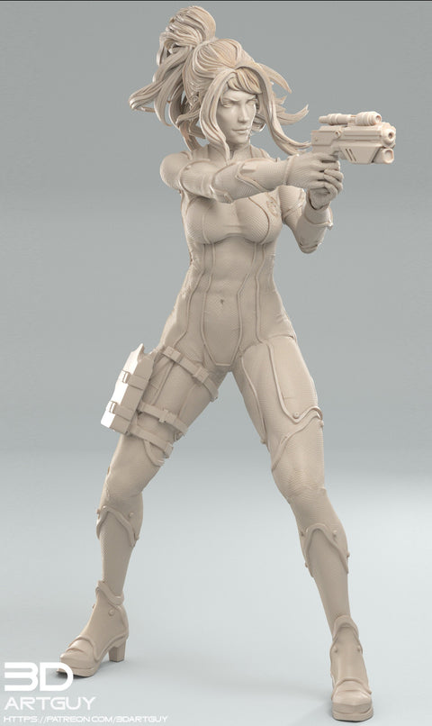 Female Commander Unarmored | 28mm, 32mm Scales also 50mm and 100mm | Sci-Fi miniatures | Fan Art
